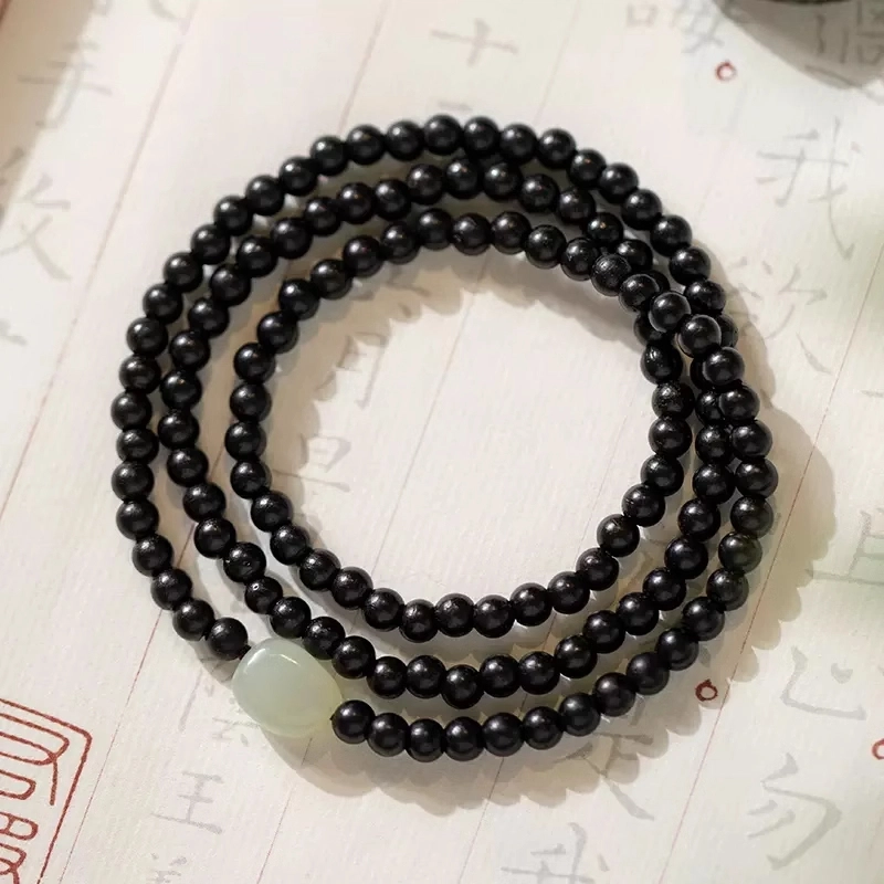 【心想事成】 达隆 细款文玩佛珠 国潮新中式转运纳福手链 金榜题名一鸣惊人蒸蒸日上前程似锦财源滚滚 黑檀 手串 男女同款情侣款