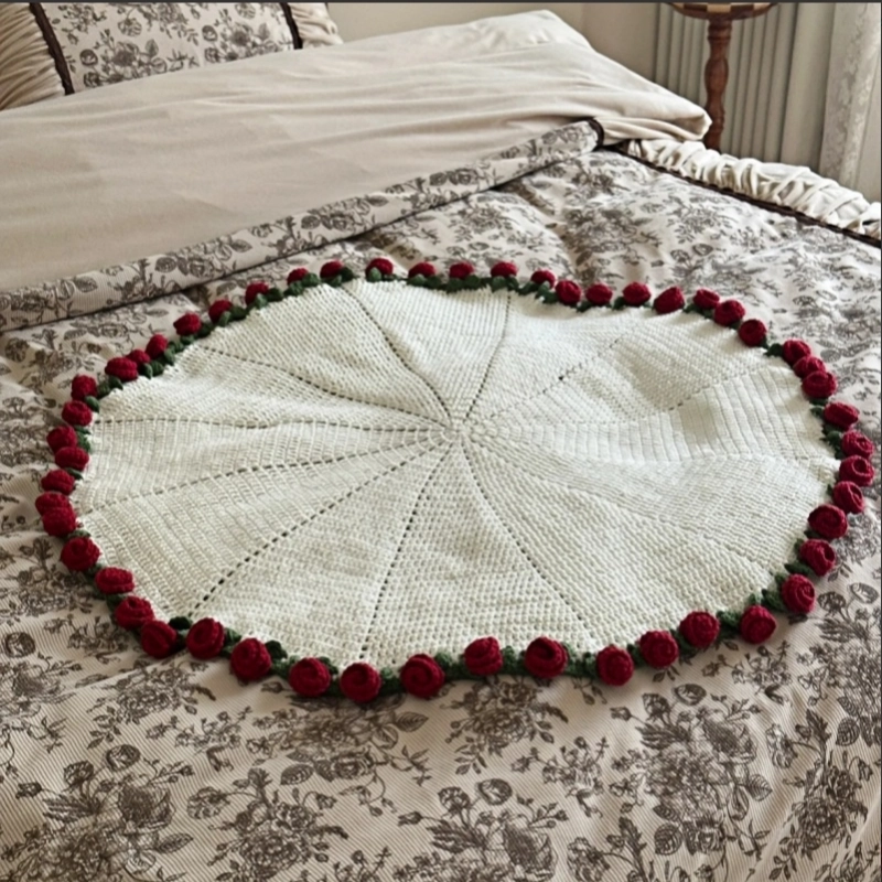 纯兔鼠 玫瑰 铃兰花毯子成品 手工钩织编织花束花朵 安抚陪伴 玩具