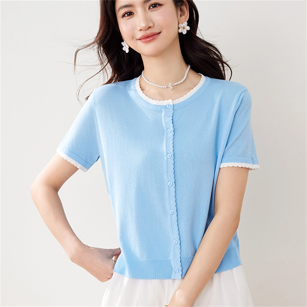 思蓓儿 短袖小香风开衫薄款小外套短款外搭针织衫 女款