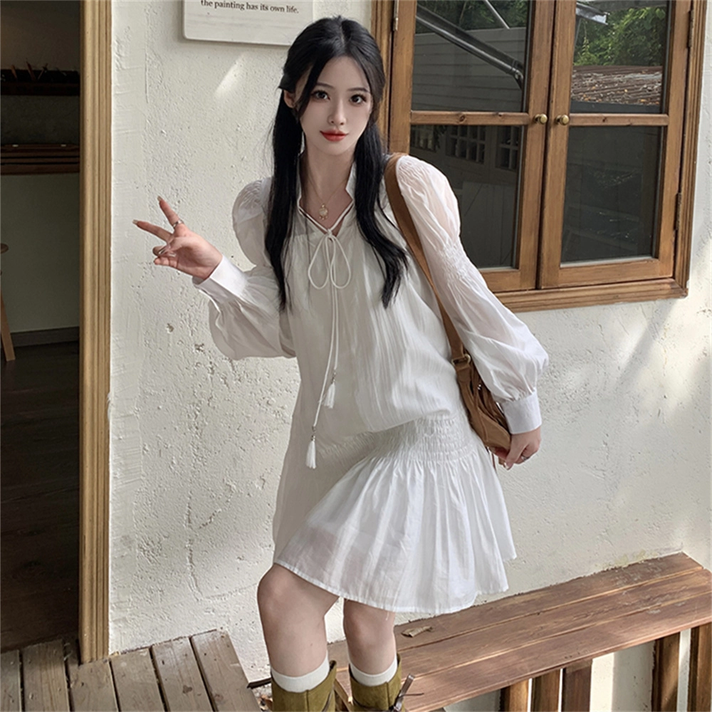 思蓓儿 甜美连衣裙高级感仙女裙简约皮马甲裙装套装 女款