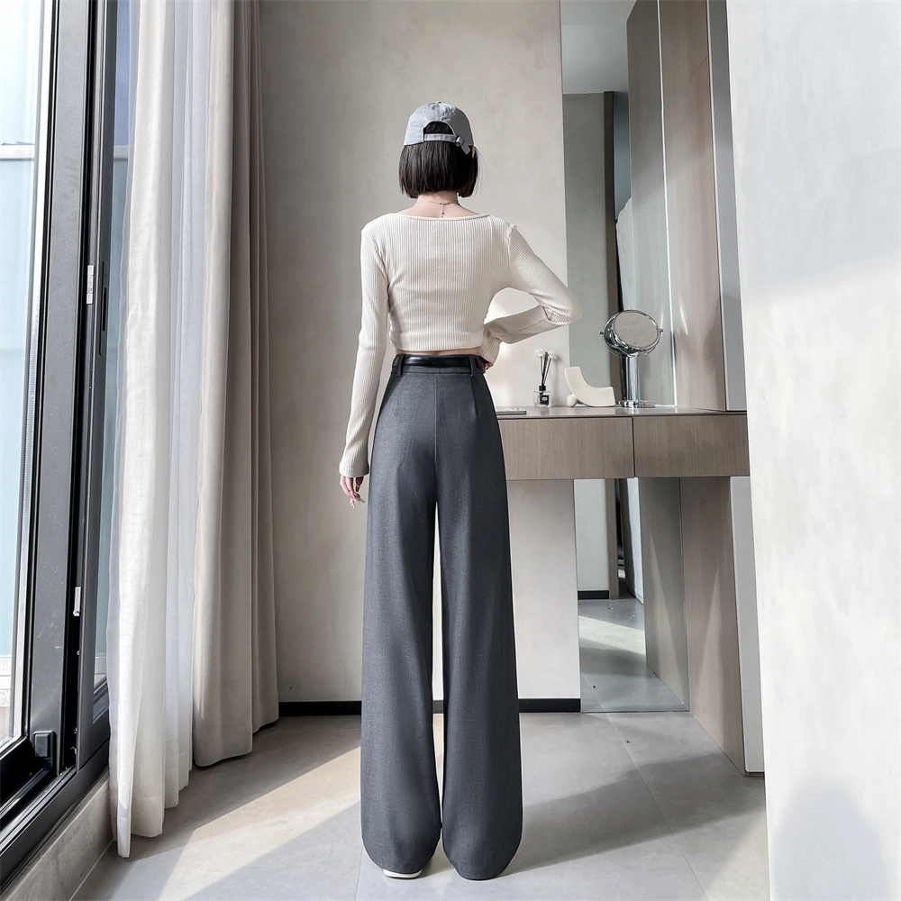思蓓儿 高级感垂感宽松高腰显瘦黑色阔腿裤女休闲裤 女款