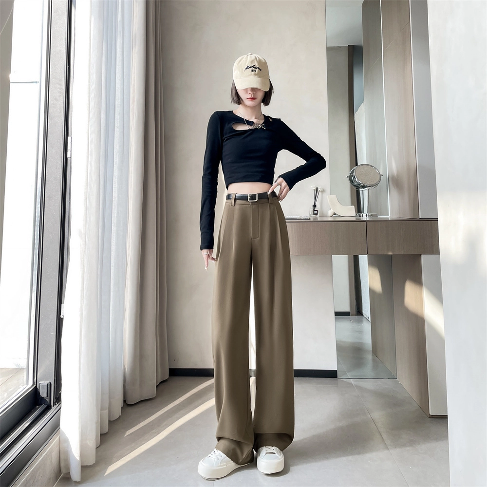 思蓓儿 高级感垂感宽松高腰显瘦黑色阔腿裤女休闲裤 女款