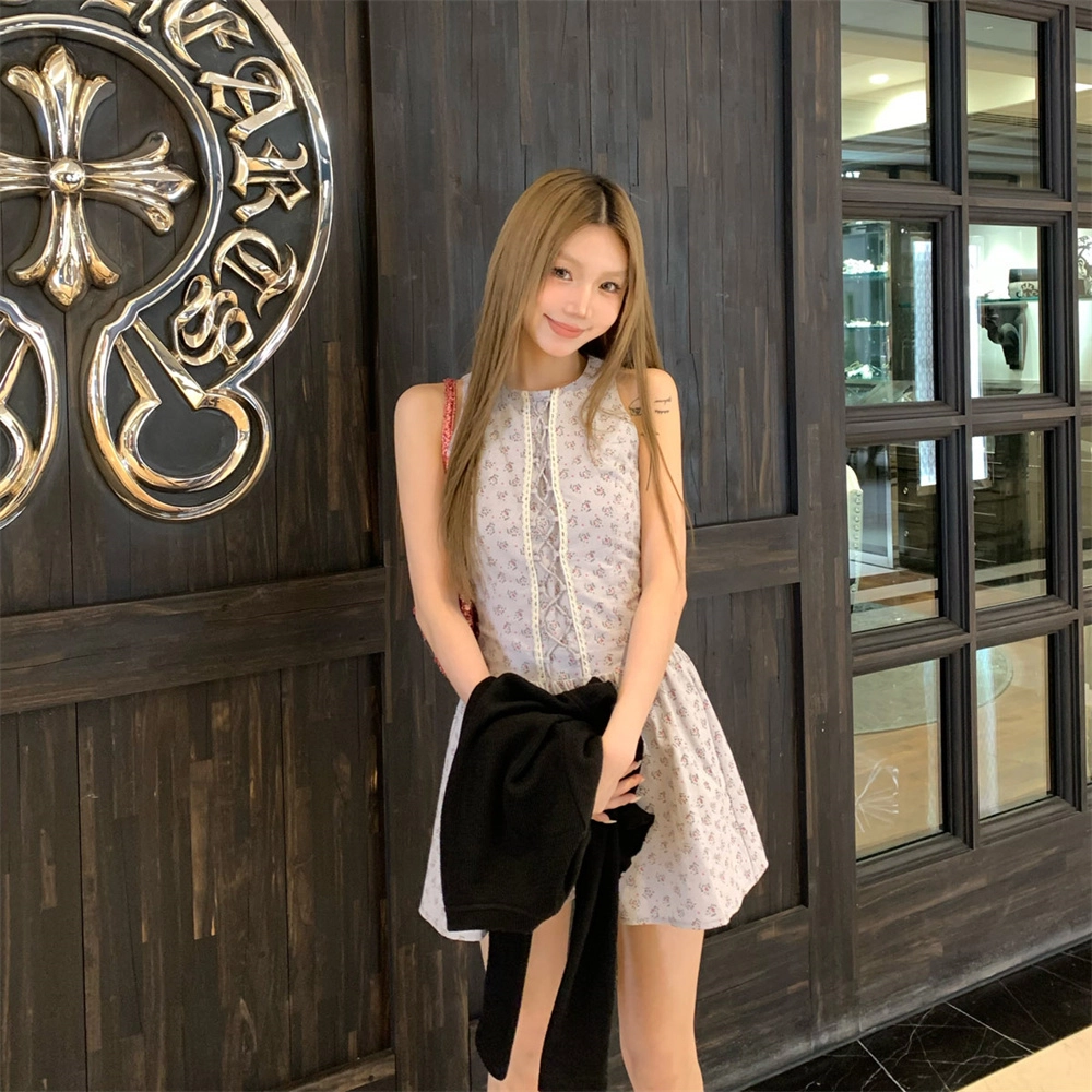 思蓓儿 法式气质小个子碎花背心短裙无袖连衣裙 女款