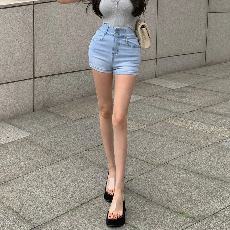 思蓓儿 丰胯高腰休闲显瘦热裤修身牛仔短裤 女款