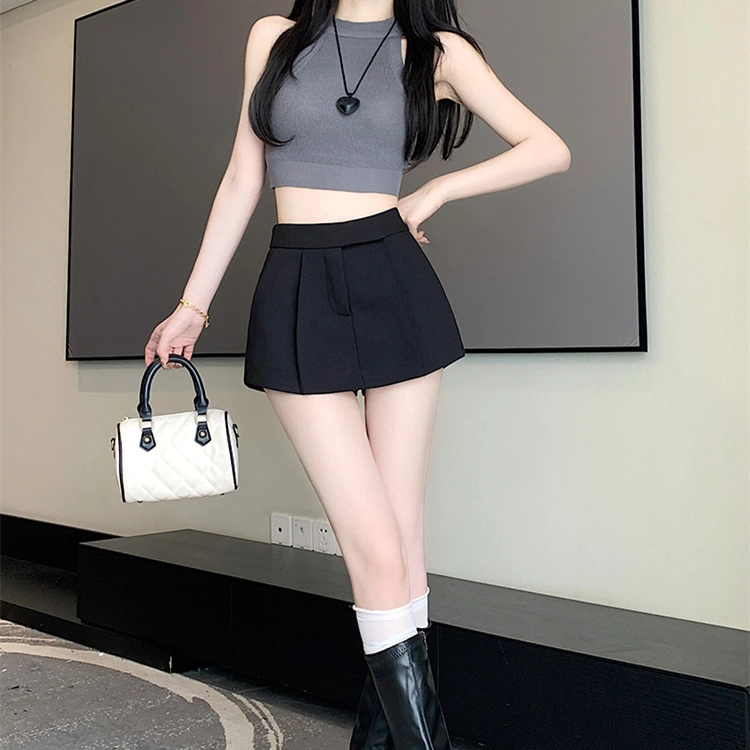 思蓓儿 美式夏防走光辣妹包臀休闲短裙 女款 黑色