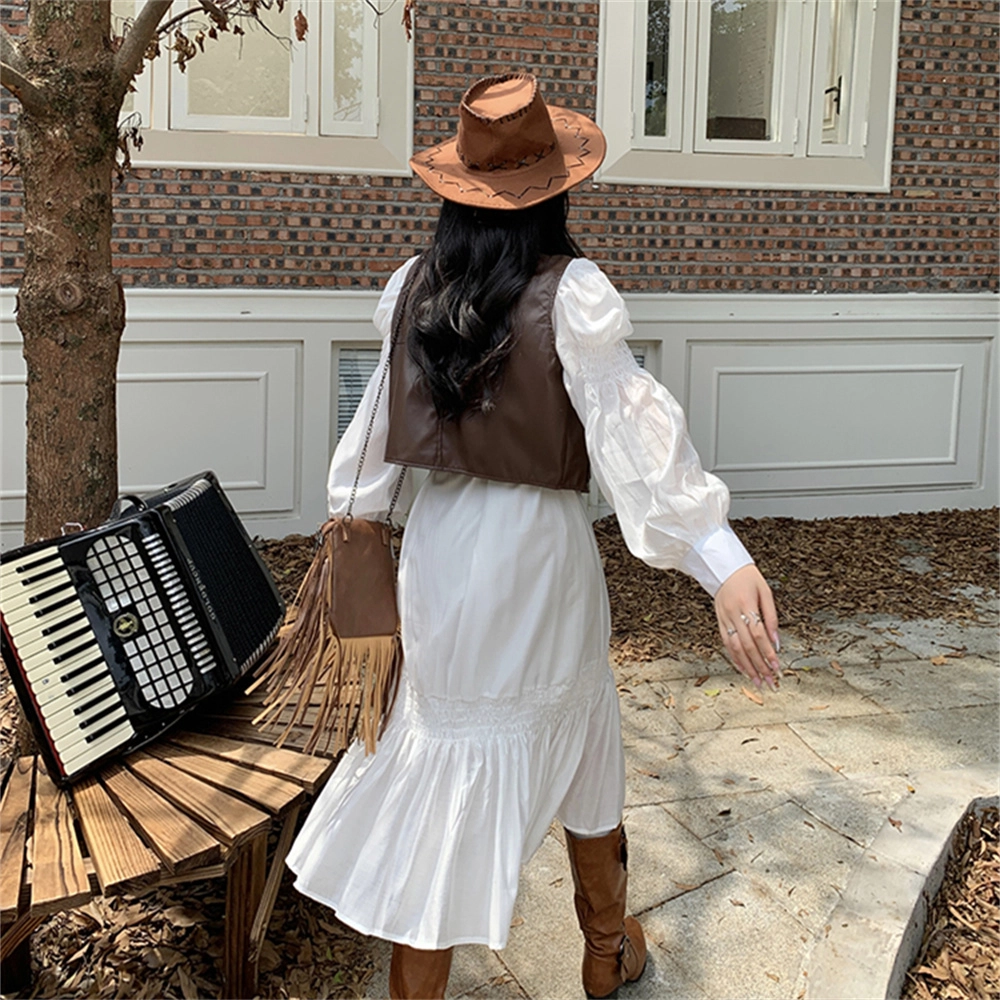 思蓓儿 甜美连衣裙高级感仙女裙简约皮马甲裙装套装 女款