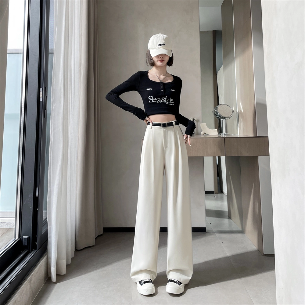 思蓓儿 高级感垂感宽松高腰显瘦黑色阔腿裤女休闲裤 女款