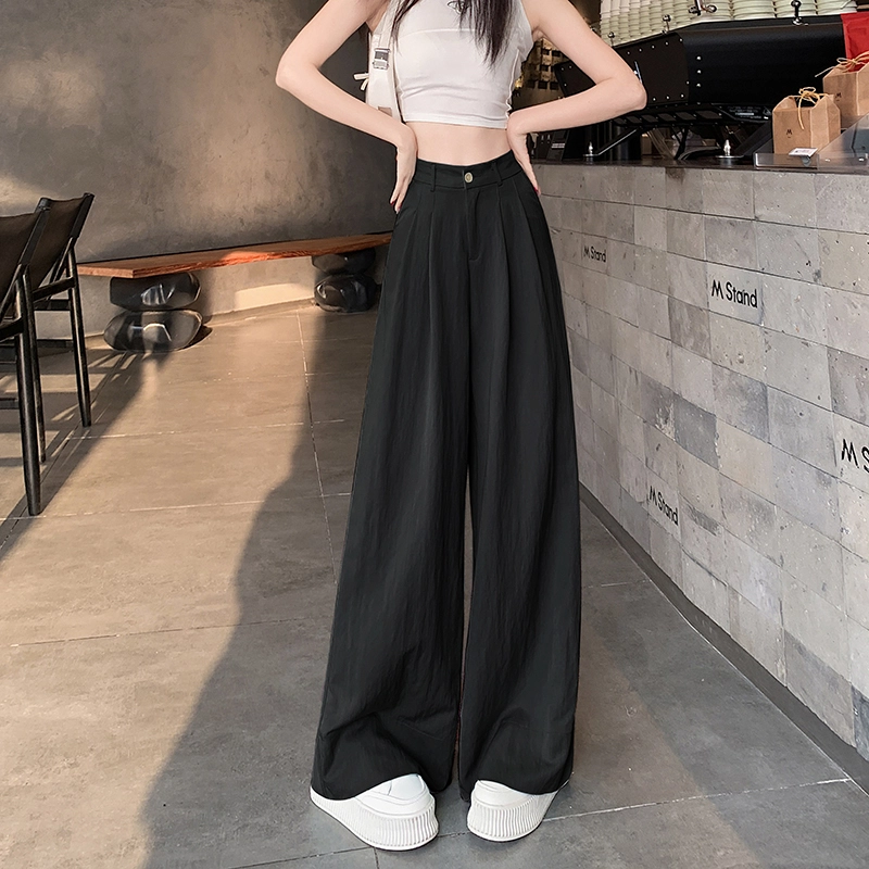 思蓓儿 高级感复古美式垂感高腰阔腿拖地休闲裤 女款