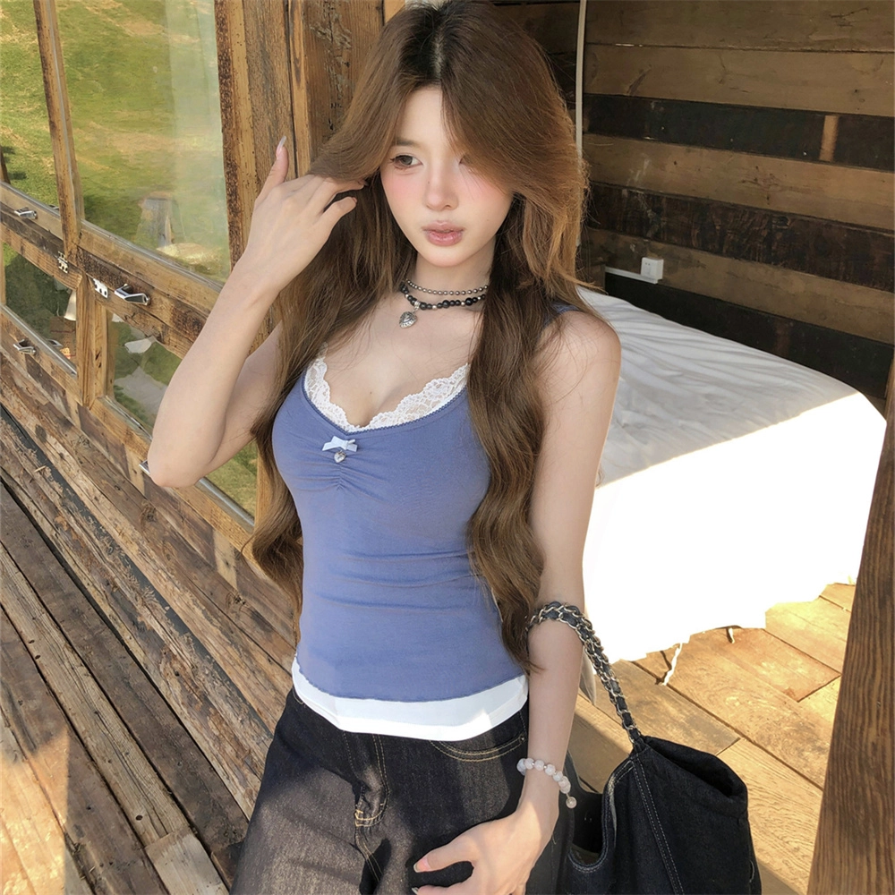 思蓓儿 韩版纯欲辣妹可叠穿修身背心 女款