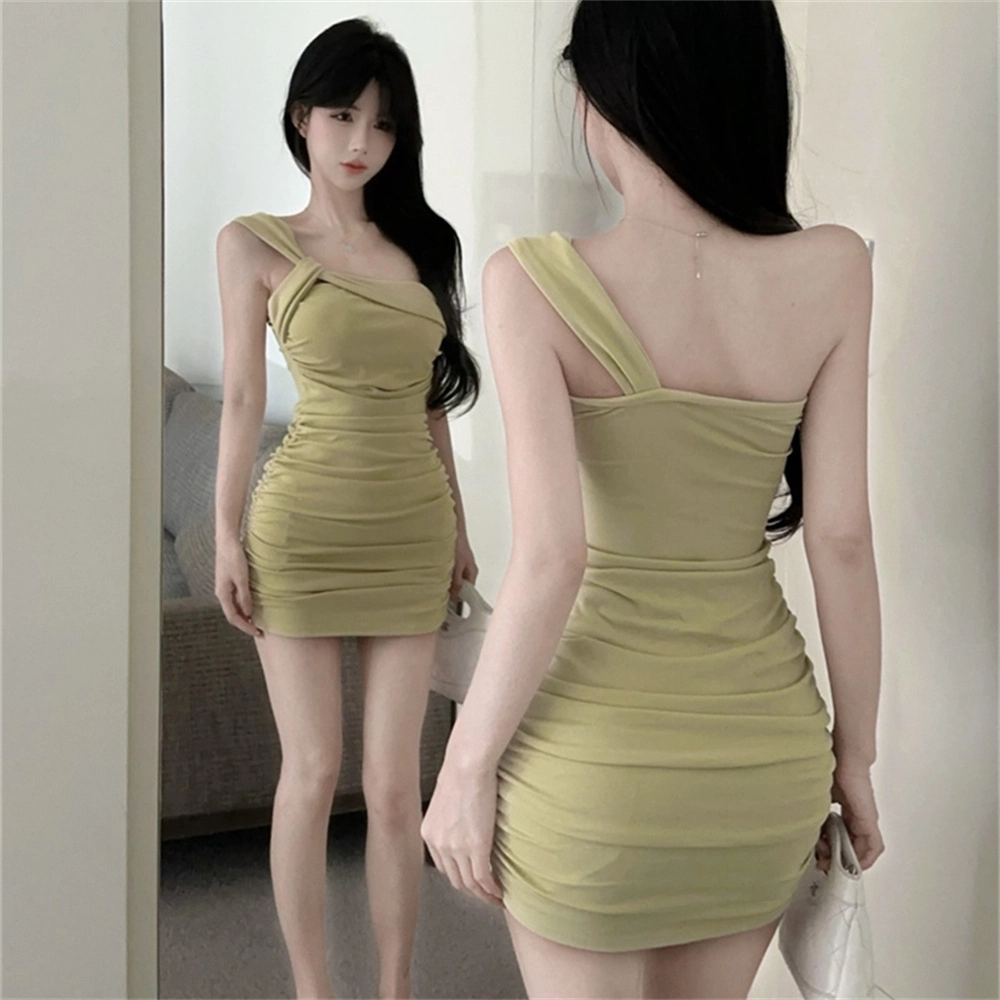 思蓓儿 纯色修身薄款无袖连衣裙 女款 黄色
