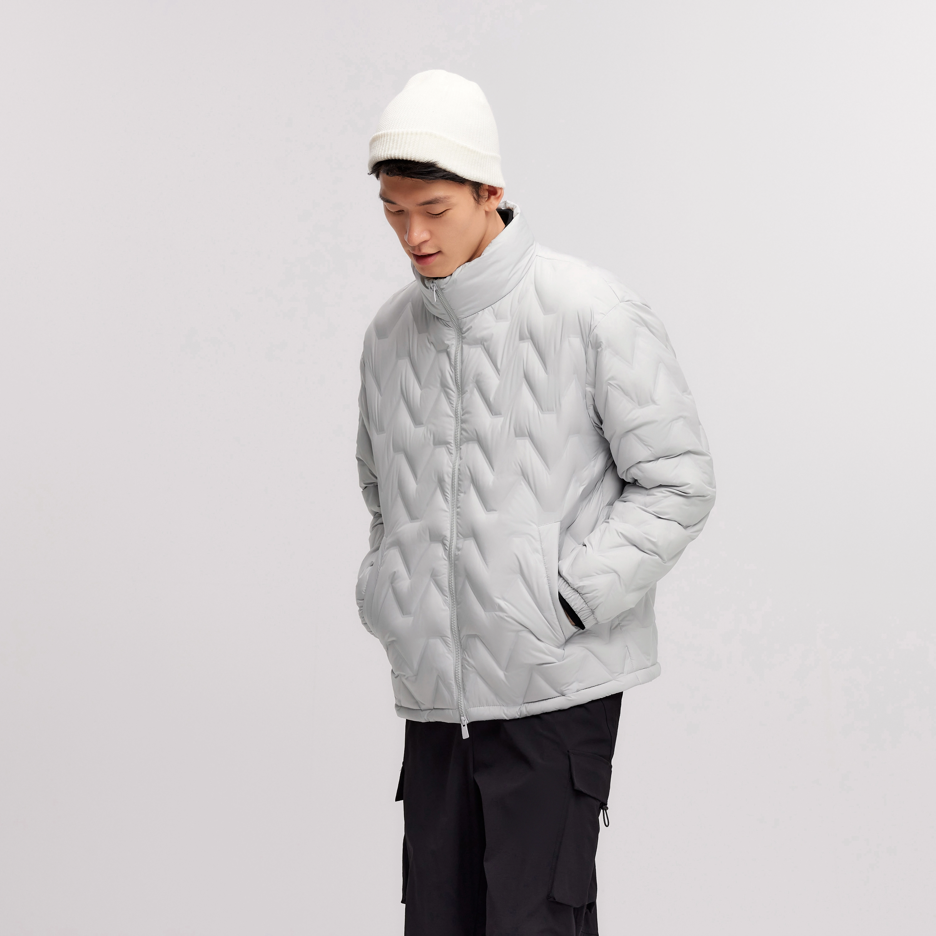 森马 防水保暖立领外套简约纯色上衣日常休闲百搭羽绒服 男款