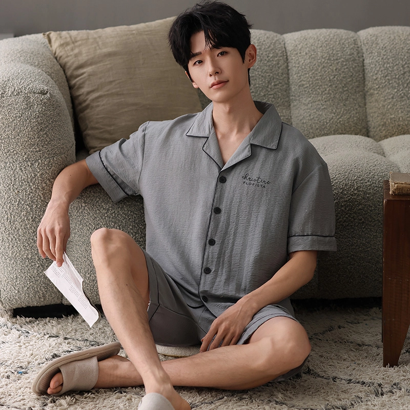 卡绚 短袖简约舒适家居服可外穿睡衣套装 男款