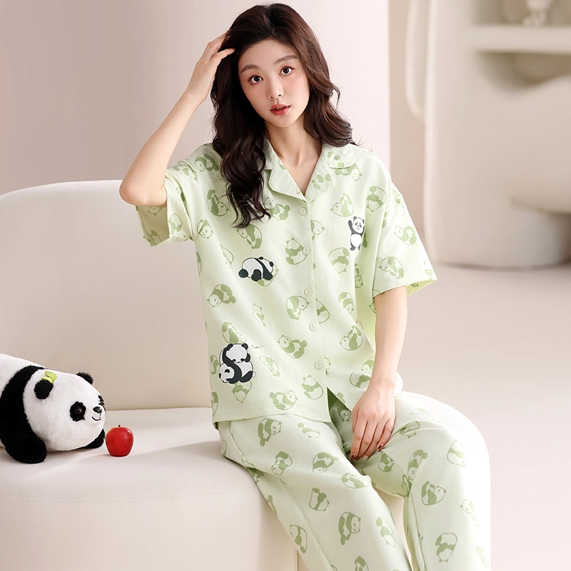卡绚 带胸垫薄款短袖甜美风家居服睡衣套装 女款