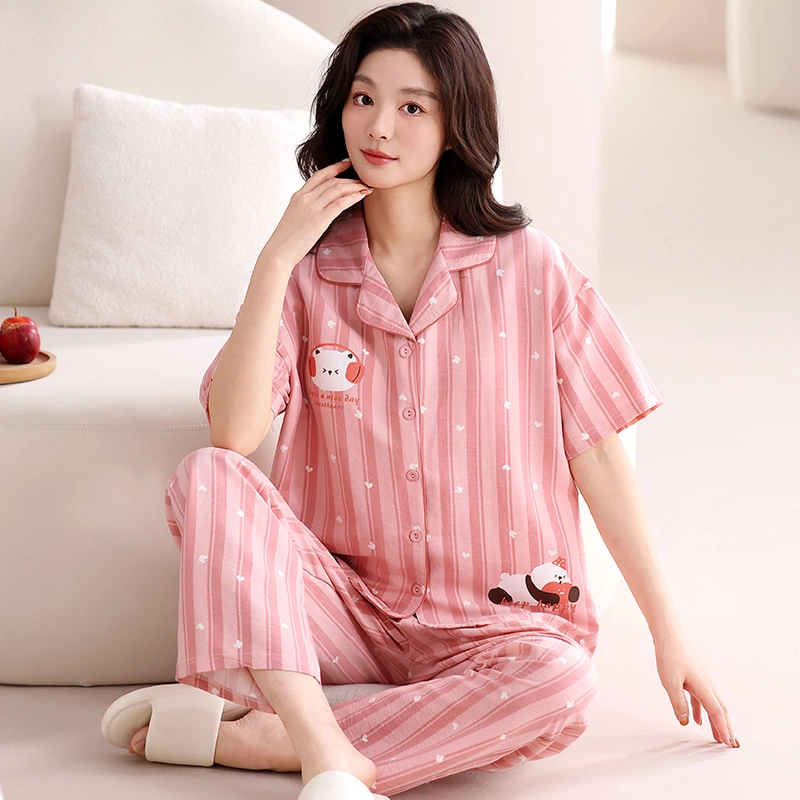 卡绚 带胸垫薄款短袖甜美风舒适可外穿家居服睡衣套装 女款