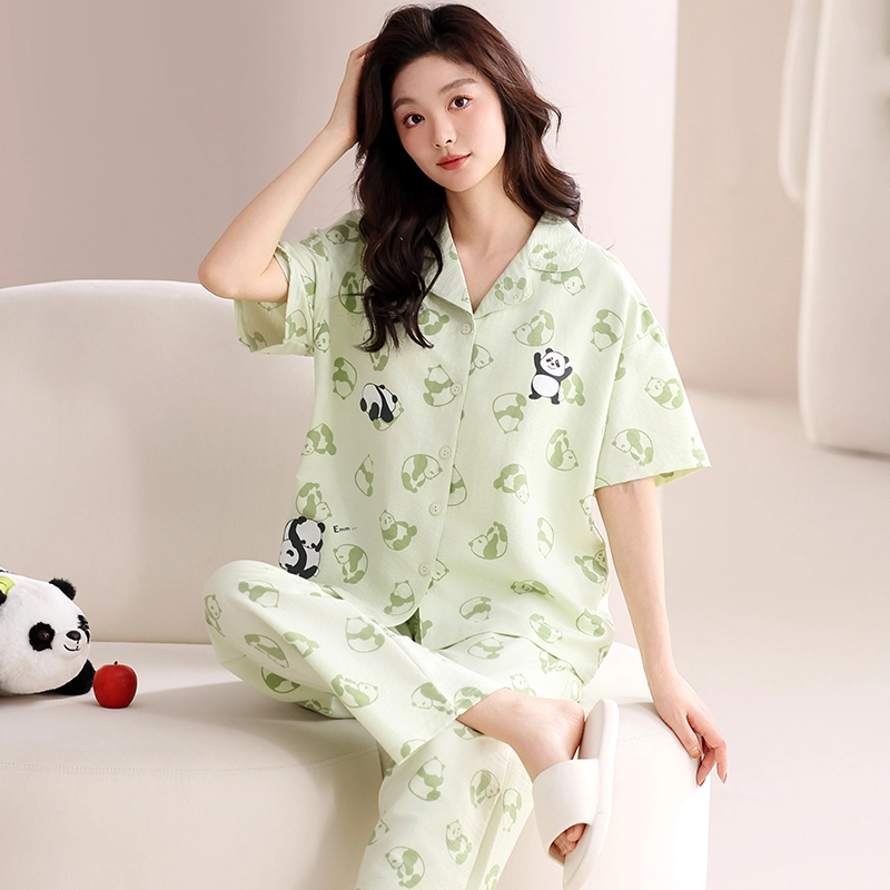 卡绚 带胸垫薄款短袖甜美风家居服睡衣套装 女款