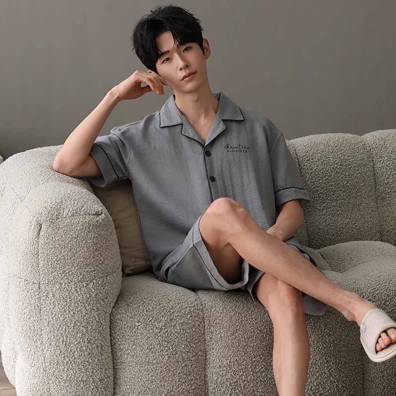 卡绚 短袖简约舒适家居服可外穿睡衣套装 男款