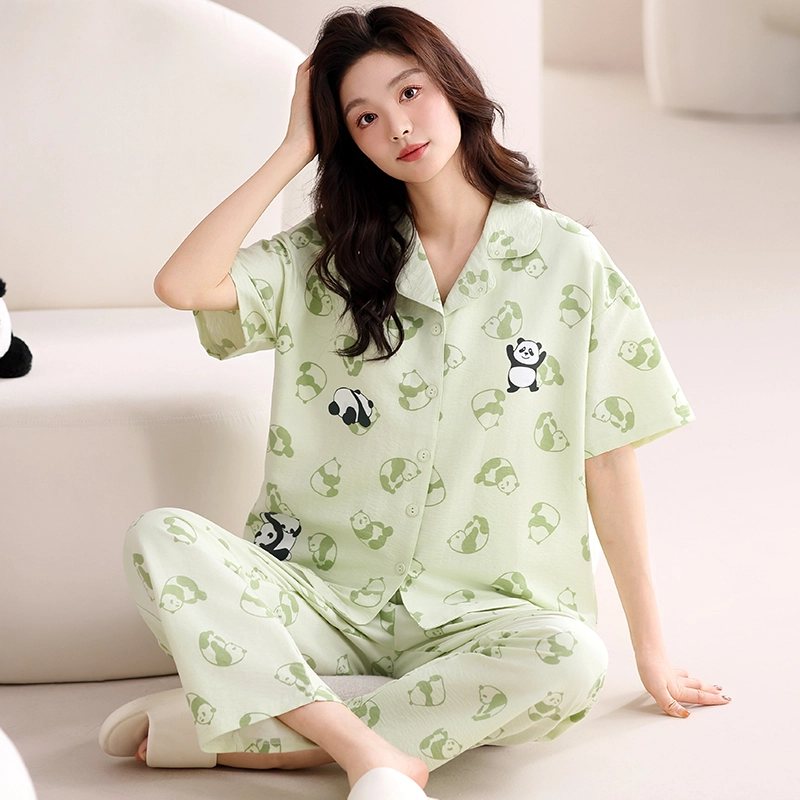 卡绚 带胸垫薄款短袖甜美风家居服睡衣套装 女款