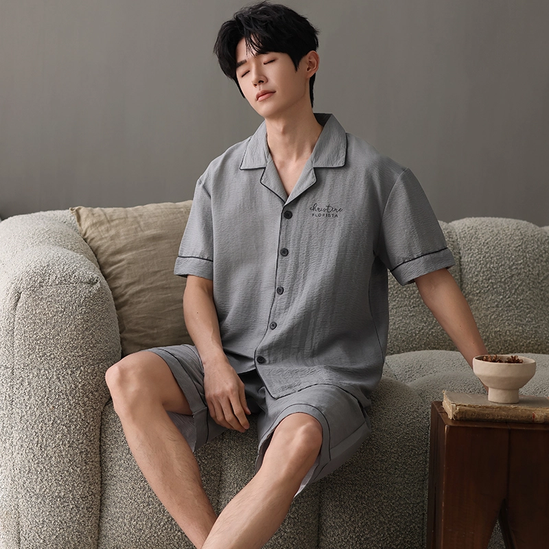 卡绚 短袖简约舒适家居服可外穿睡衣套装 男款