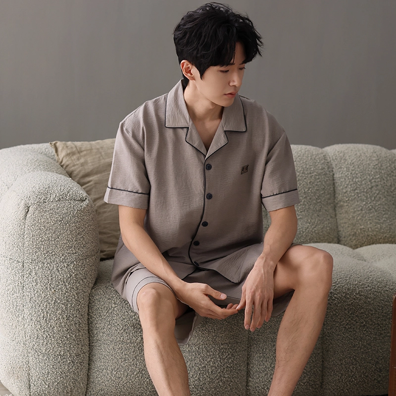 卡绚 短袖简约休闲五分裤舒适家居服可外穿夏季睡衣套装 男款