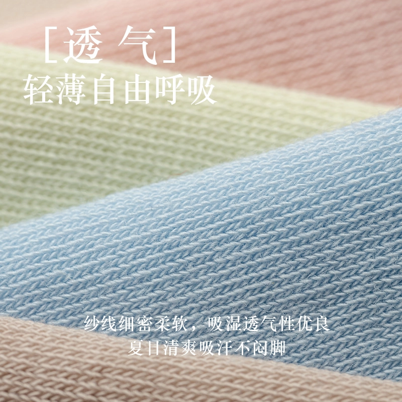 都市丽人 条纹网孔透气抗菌亲肤中筒袜 女款 组合装