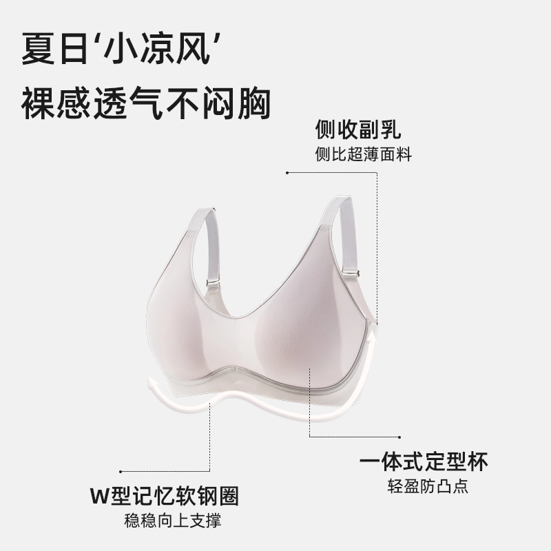 都市丽人 凉感无痕聚拢提拉侧收防下垂轻薄透气美背纯欲风文胸 女款