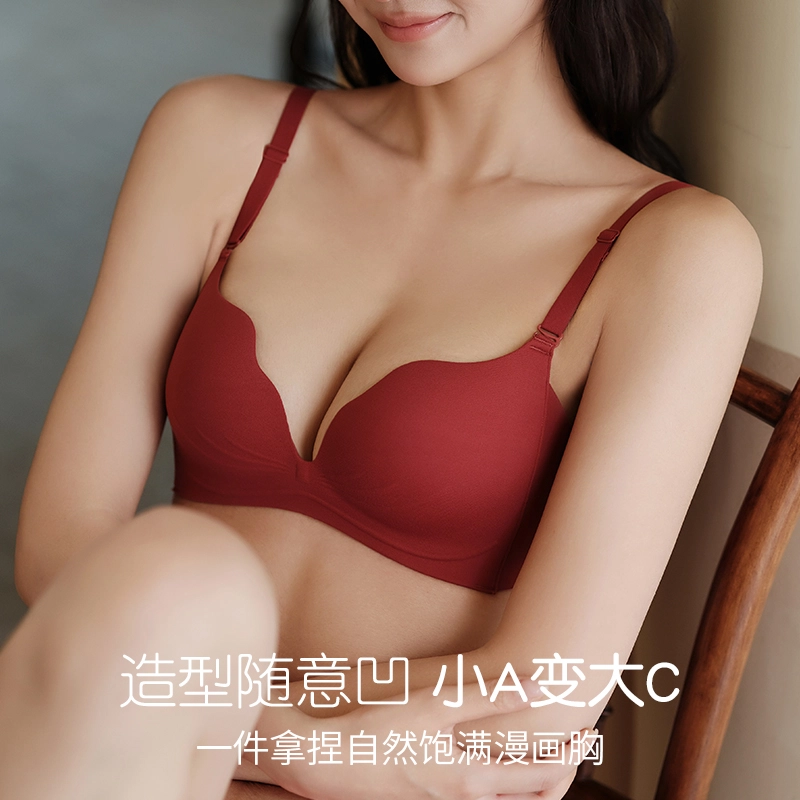 都市丽人 简约无痕小胸聚拢舒适无钢圈提拉上托文胸 女款 礼盒装