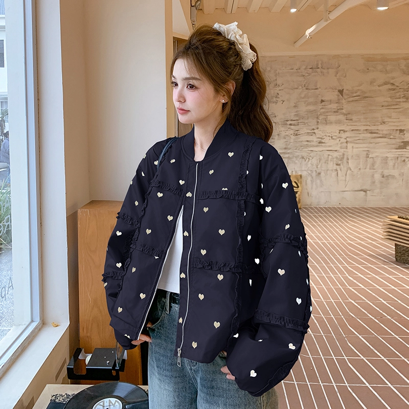 袋鼠 设计感可盐可甜减龄爱心印花休闲短外套夹克 女款