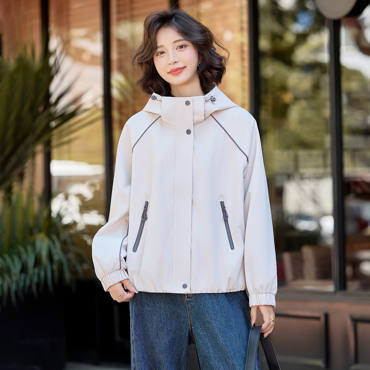 袋鼠 休闲风连帽宽松显瘦百搭独特洋气小众设计夹克 女款