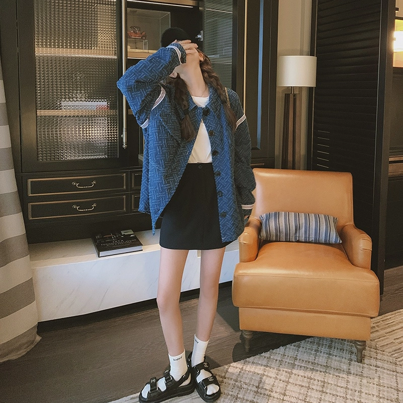 袋鼠 小个子韩系慵懒宽松休闲上衣牛仔外套 女款