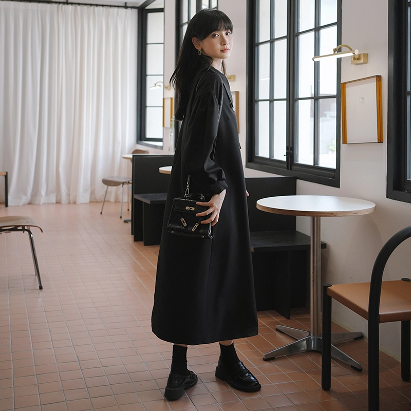 袋鼠 小众设计宽松独特长裙长袖连衣裙 女款