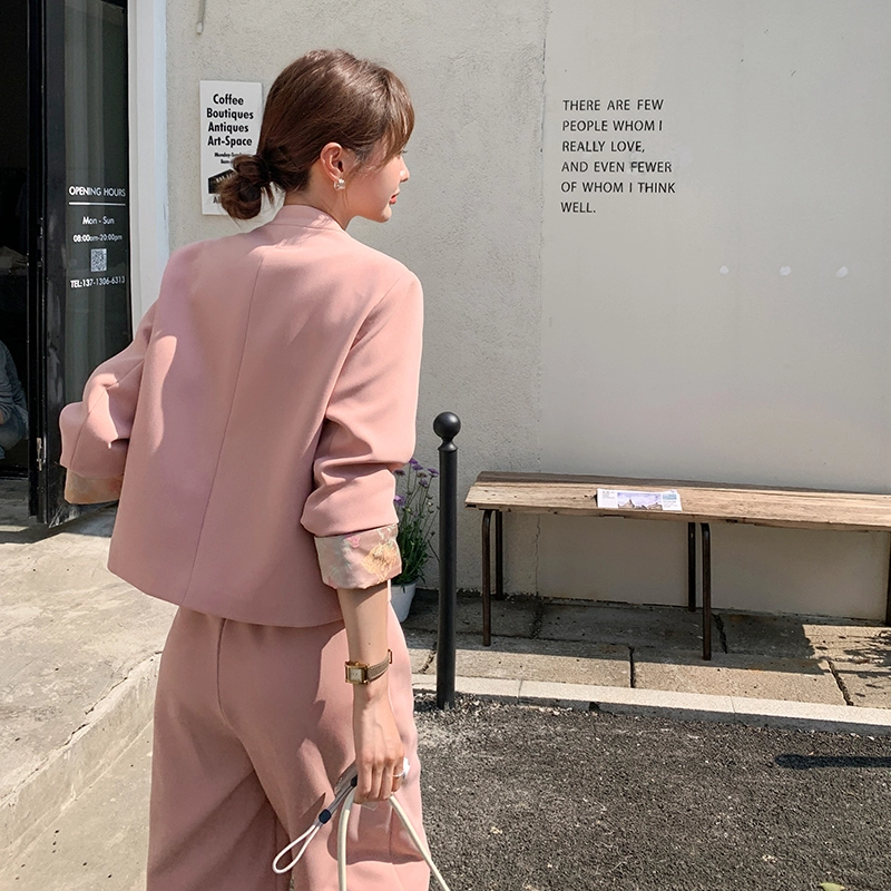 袋鼠 新中式轻国风夹克上衣阔腿裤两件套休闲套装 女款