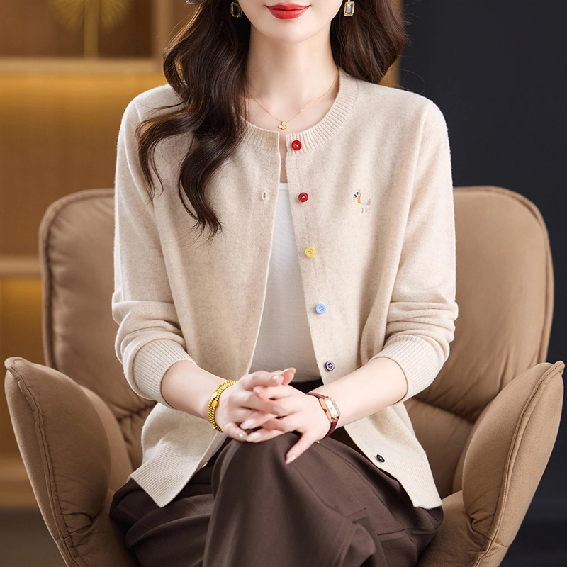 袋鼠 洋气时尚宽松舒适百搭显瘦圆领质感羊毛针织衫 女款