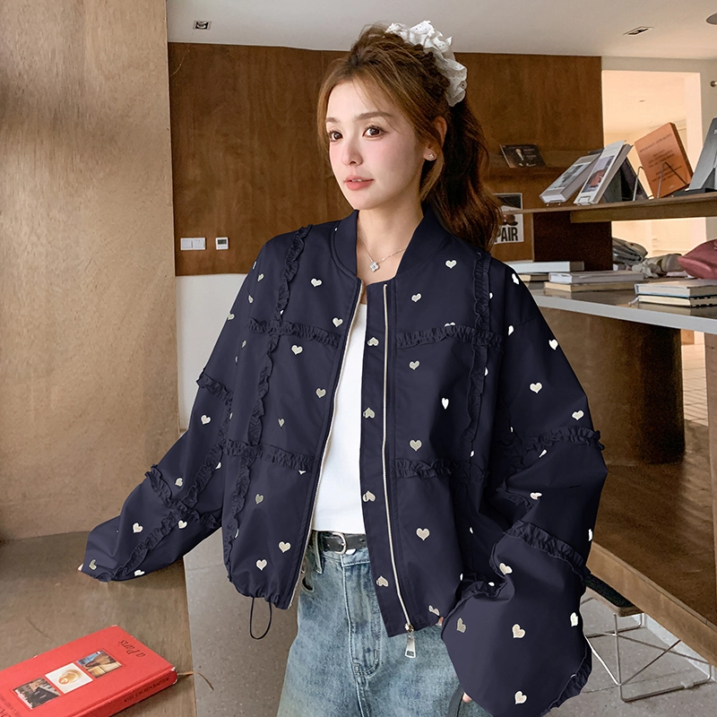 袋鼠 设计感可盐可甜减龄爱心印花休闲短外套夹克 女款