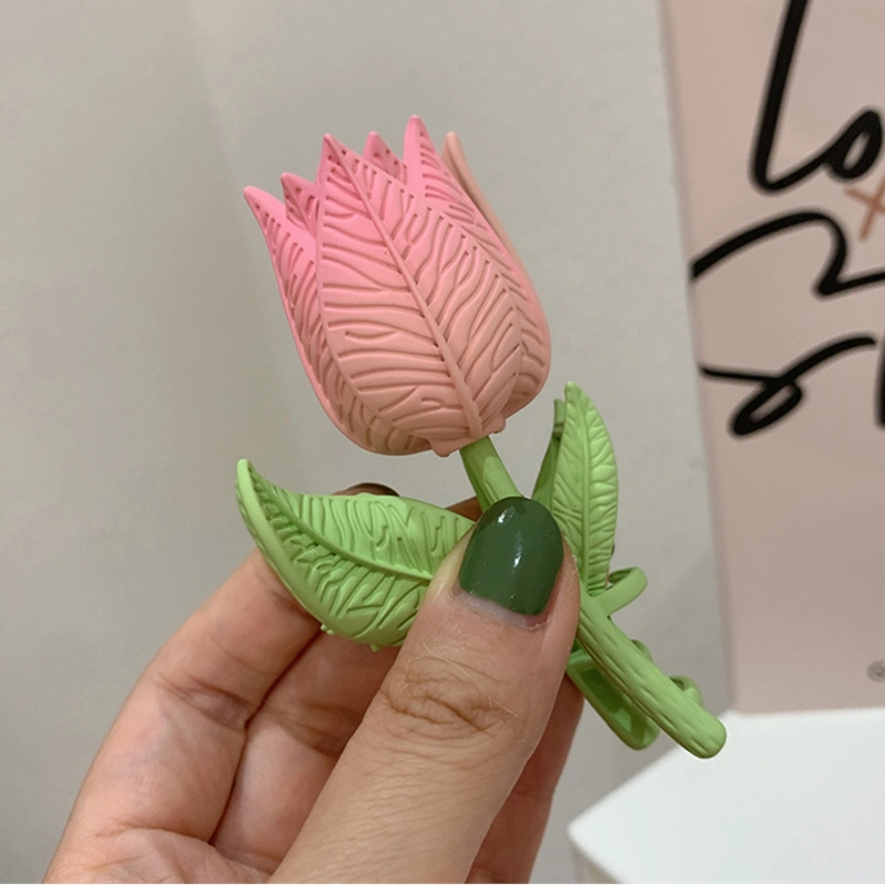 韵系 彩绘郁金香头饰 半扎高端鲨鱼夹 发夹 女款