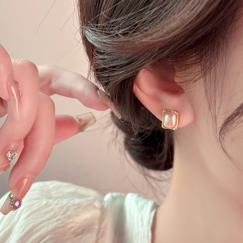 韵系 时尚设计感几何 仿珍珠 耳钉 女款