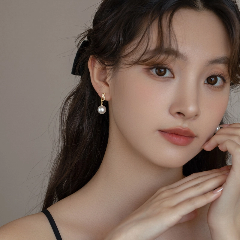 韵系 锆石交叉珍珠 铜镀金 耳环 女款