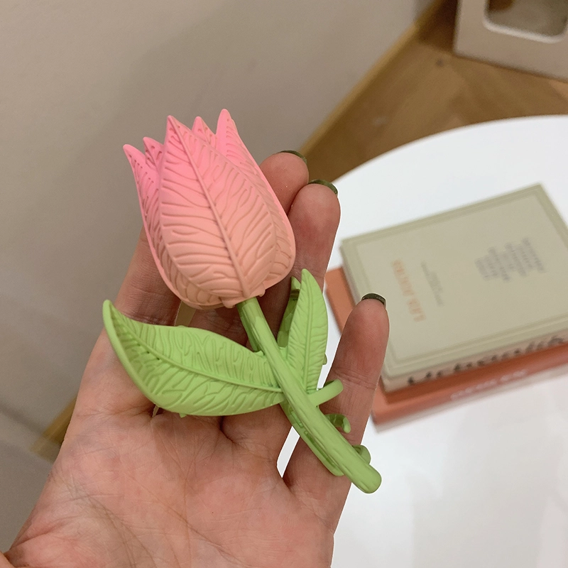 韵系 彩绘郁金香头饰 半扎高端鲨鱼夹 发夹 女款
