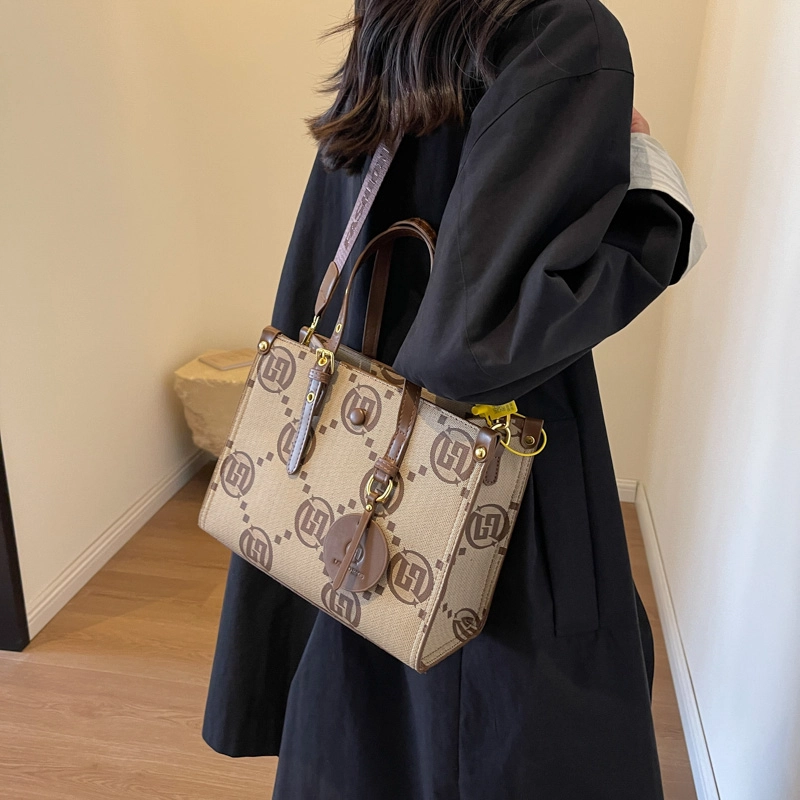 凡思曼 小众高级感原创印花简约时尚百搭通勤 提花布 单肩包 常规 女款 蓝色/咖色/棕色