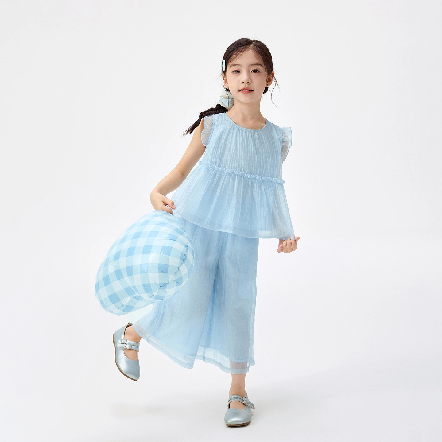 茵曼爬服 天丝夏季中大童纯色休闲 ?