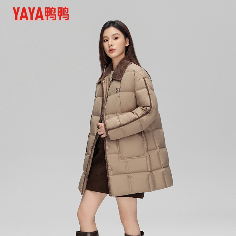 鸭鸭 舒适简约优雅羽绒服 中长款 女款