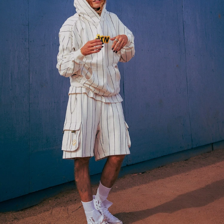 Drew House Secret Hoodie Navy Pinstripe Logo