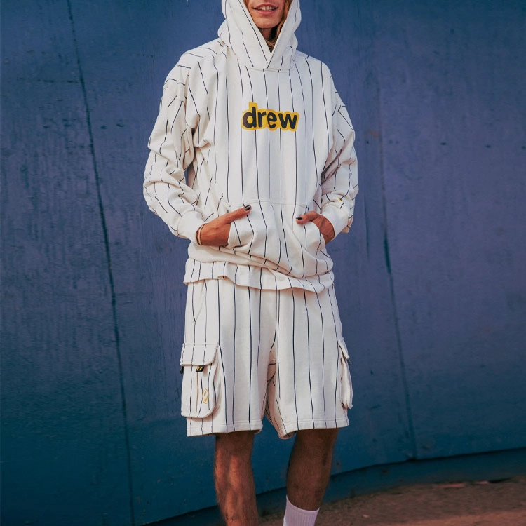 Drew House Secret Hoodie Navy Pinstripe Logo