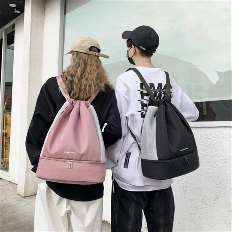 乐活旅行  一包搞定 大容量轻装出行 抽绳式干湿分离包涤纶多色双肩包