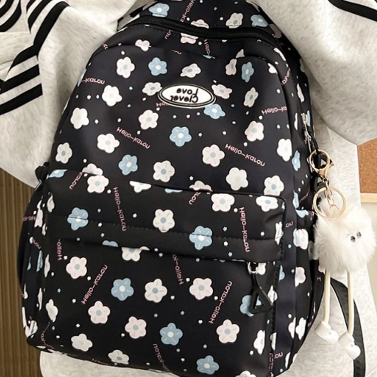 巴朗熊  小清新双肩包韩版新款小众森系文艺尼龙小碎花书包学生旅行背包 男女同款情侣款 多色
