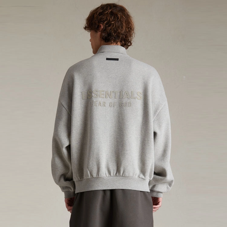 Fear of God Essentials SS24 Longsleeve Polo Polo Dark Heather Oatmeal