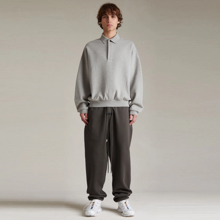 Fear of God Essentials SS24 Longsleeve Polo Polo Dark Heather Oatmeal