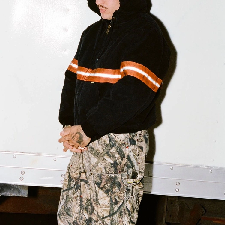 Supreme FW24 WEEK1 Reflective Stripe Hooded Work Jacket