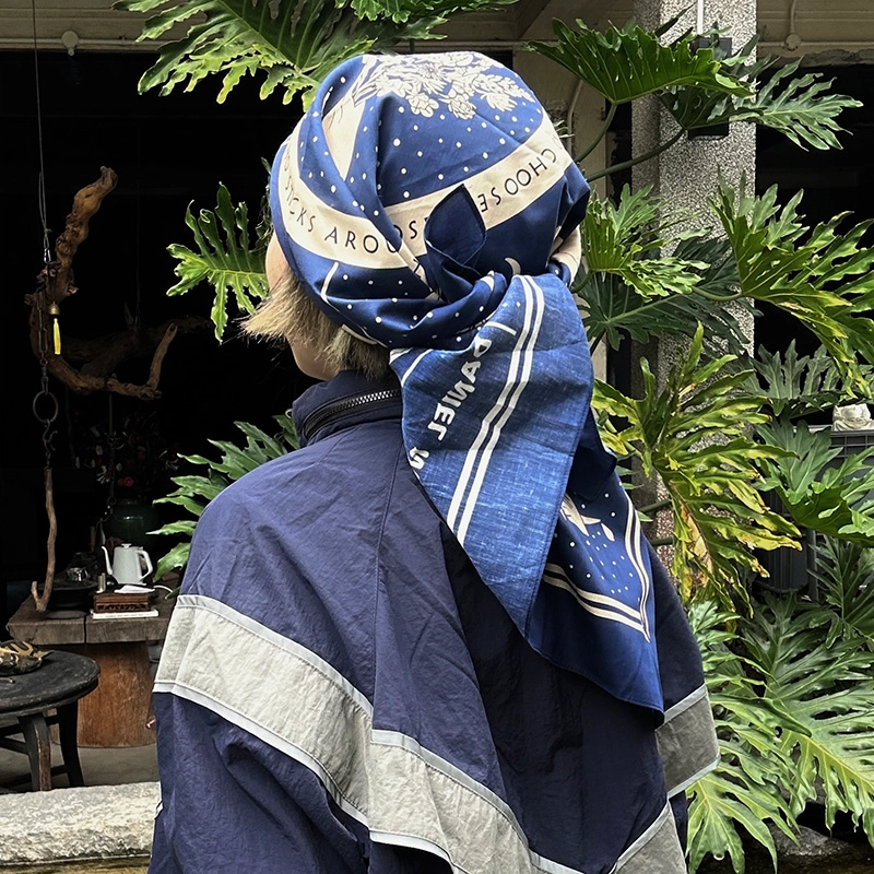 滚烫时光 骷髅花束印花方巾 棉 头巾 通用
