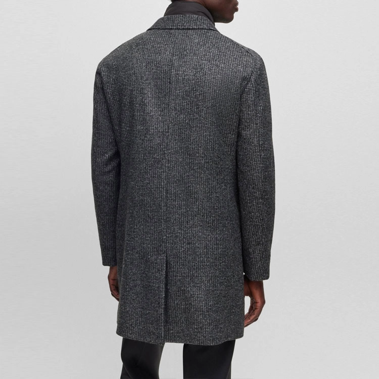 HUGO BOSS Slim-Fit Patterned Coat With Zip-Up Inner