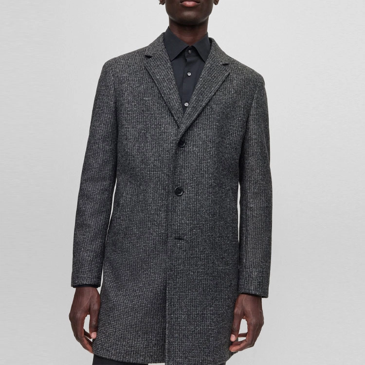 HUGO BOSS Slim-Fit Patterned Coat With Zip-Up Inner
